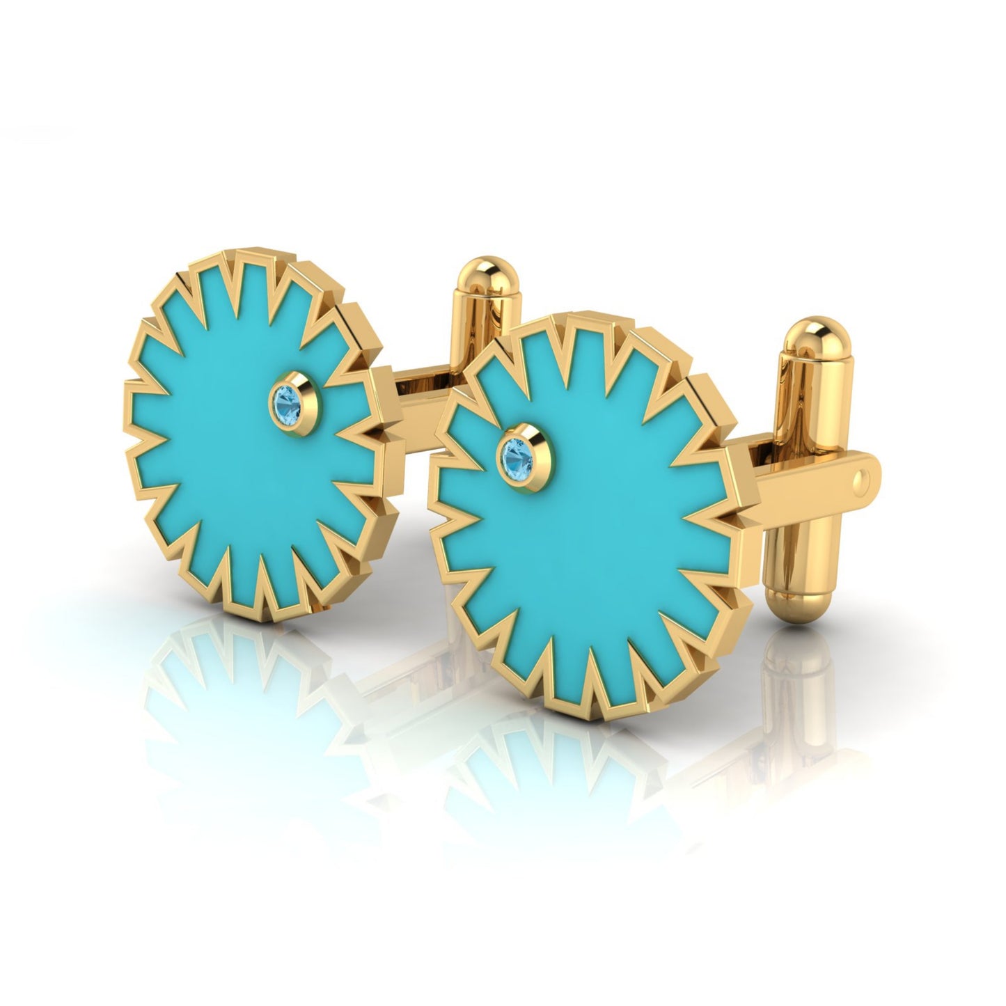 AURA CUFFLINK *CLARITY Enamel, Stone & Gold