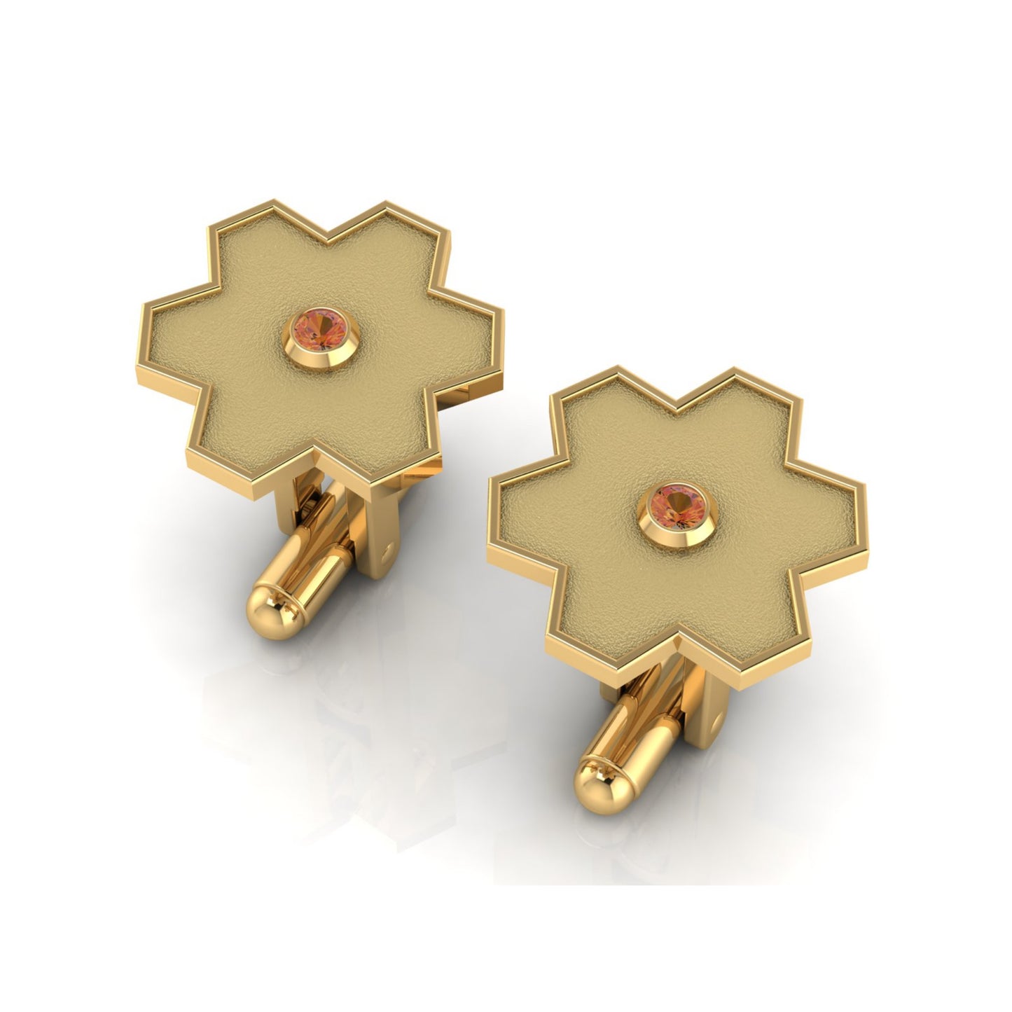 AURA CUFFLINK *FLOW Gold & Stone, Matte Finish