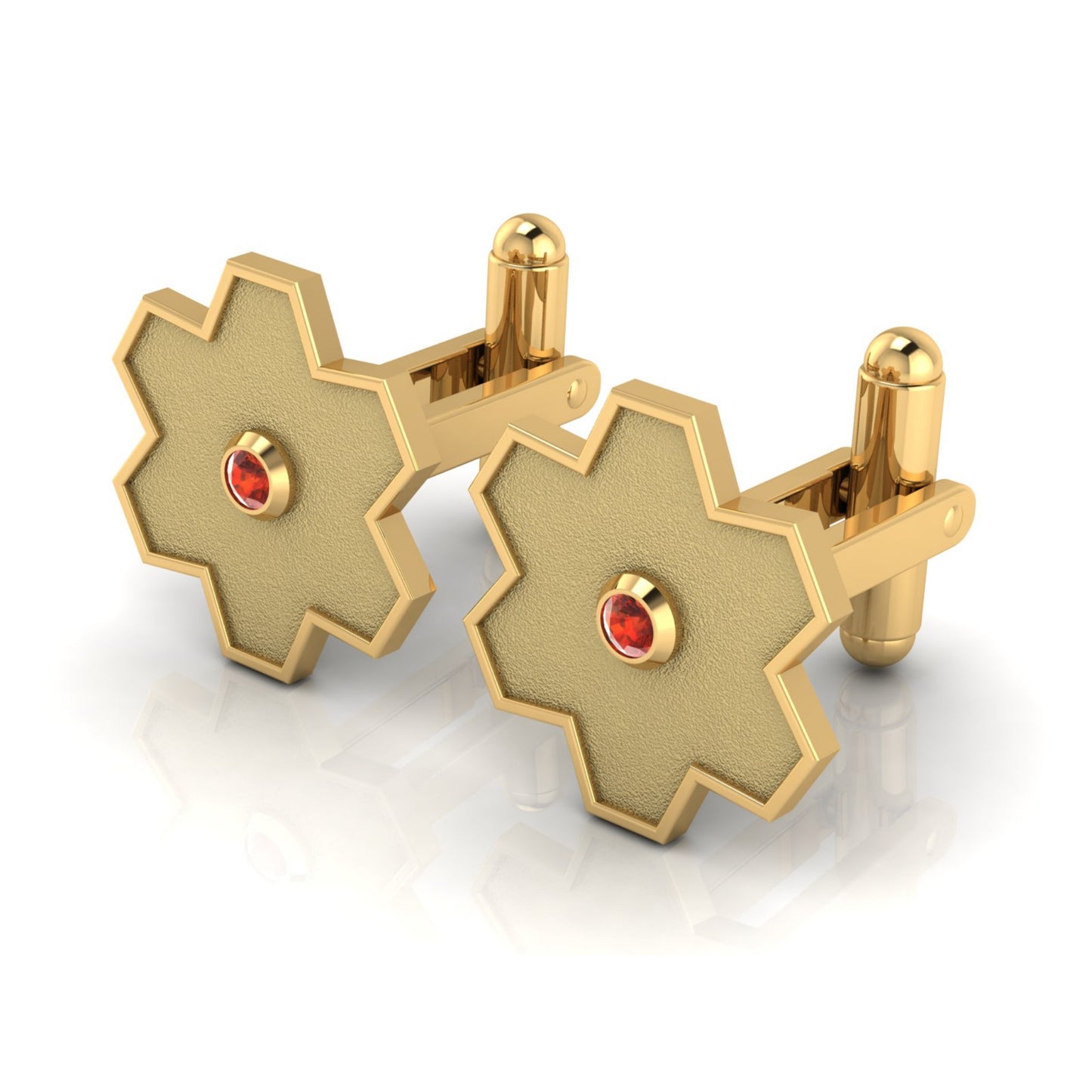 AURA CUFFLINK *FLOW Gold & Stone, Matte Finish