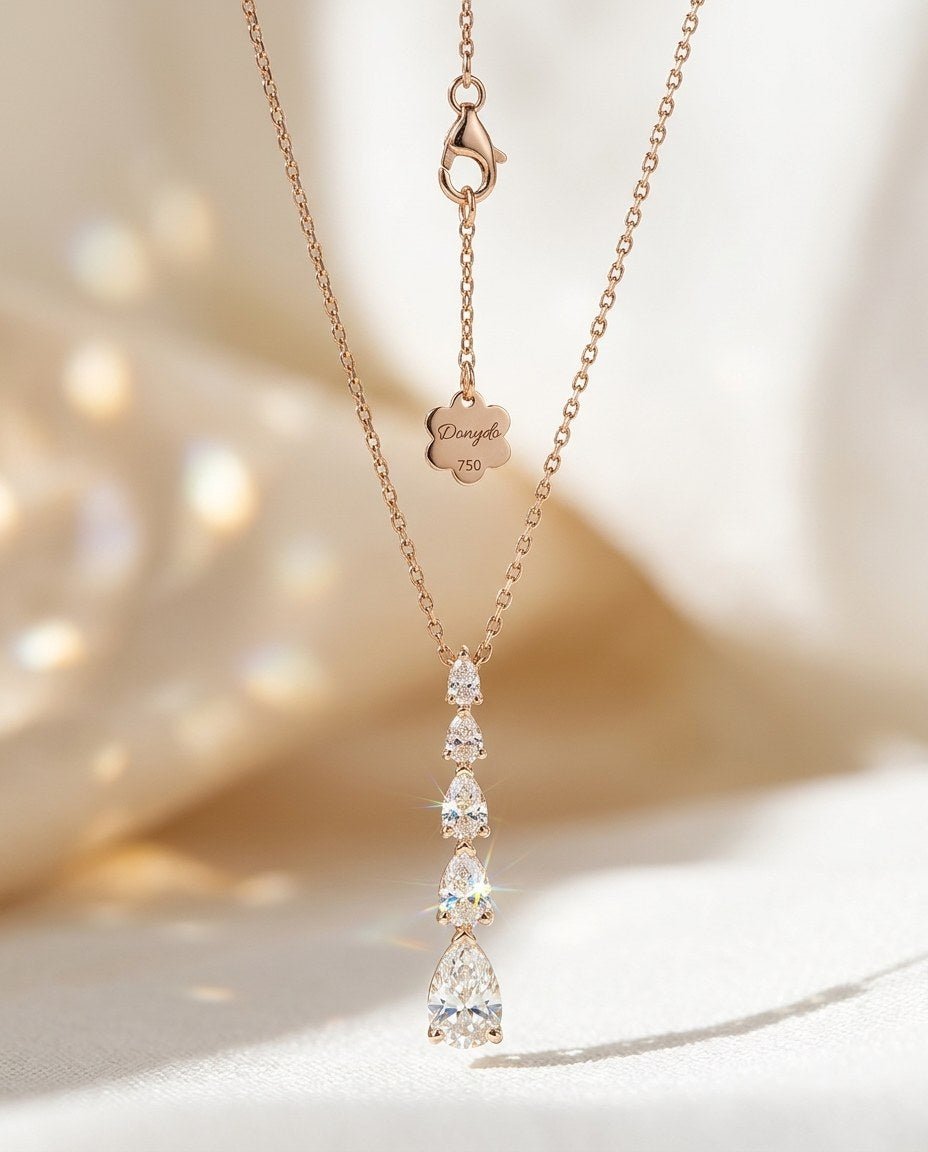 D by DONYDO Drop Diamond Necklace – 18K Rose Gold - DONYDO JEWELRY-necklace