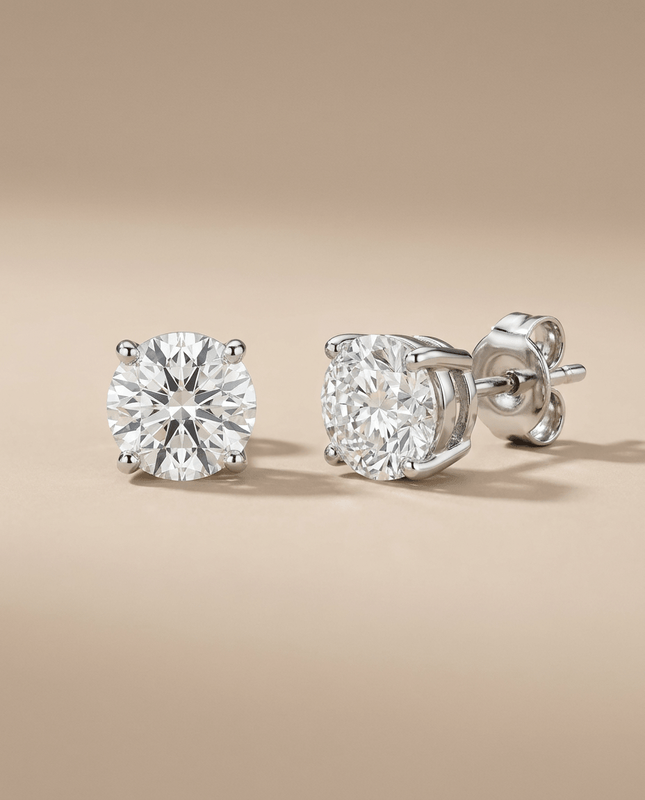 2 Carat Lab - Grown Brillan tcut Diamond Solitaire Stud Earrings – 18K Gold - DONYDO JEWELRY - Earrings