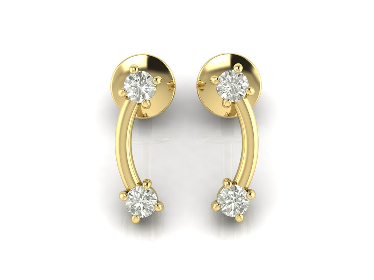 DONYDO 2 Stars Diamond Stud Earrings