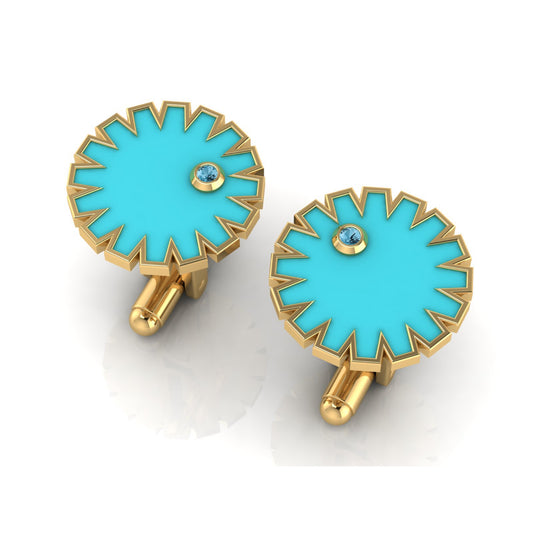 AURA CUFFLINK *CLARITY Enamel, Stone & Gold