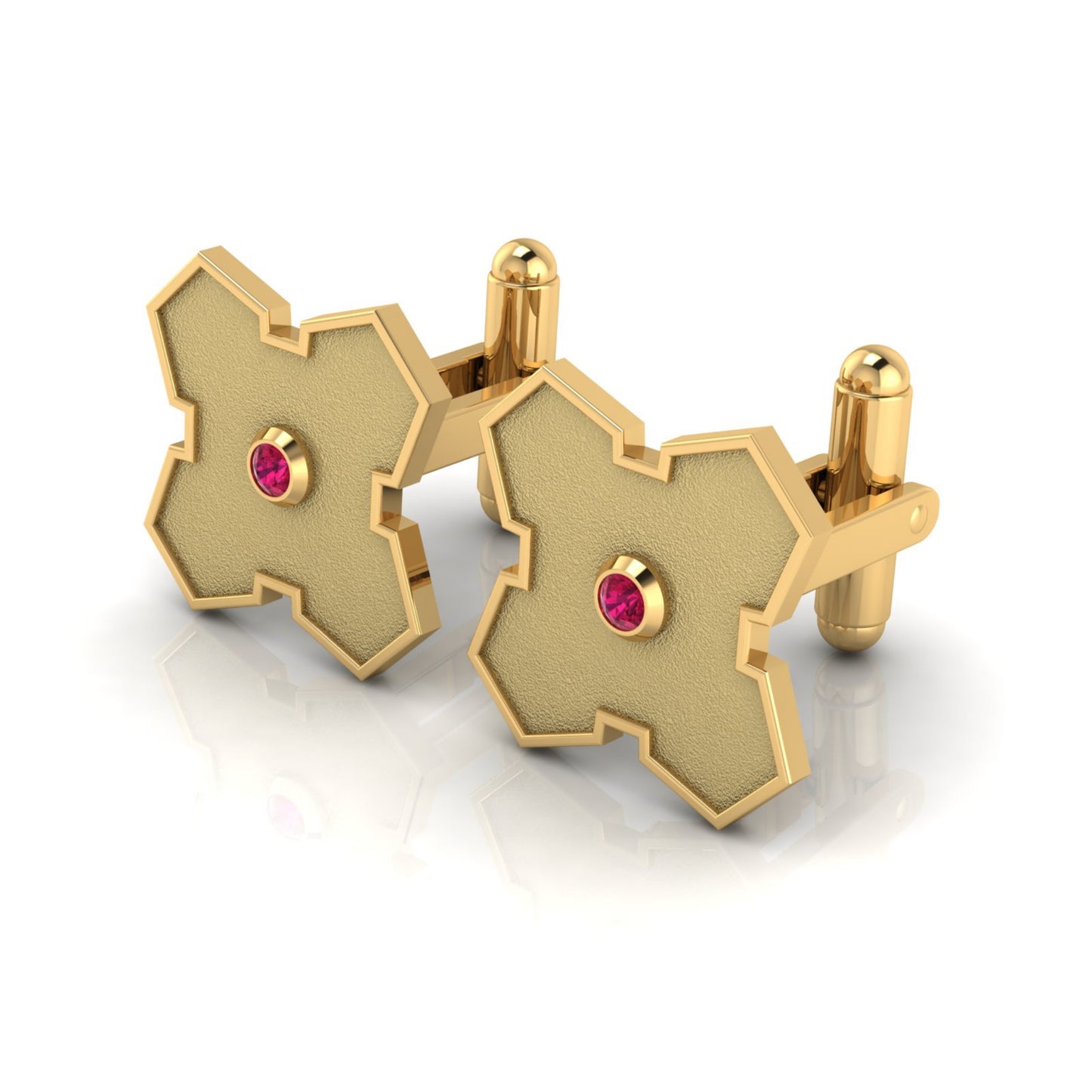 AURA CUFFLINK *GROUNDED Gold & Stone, Matte Finish