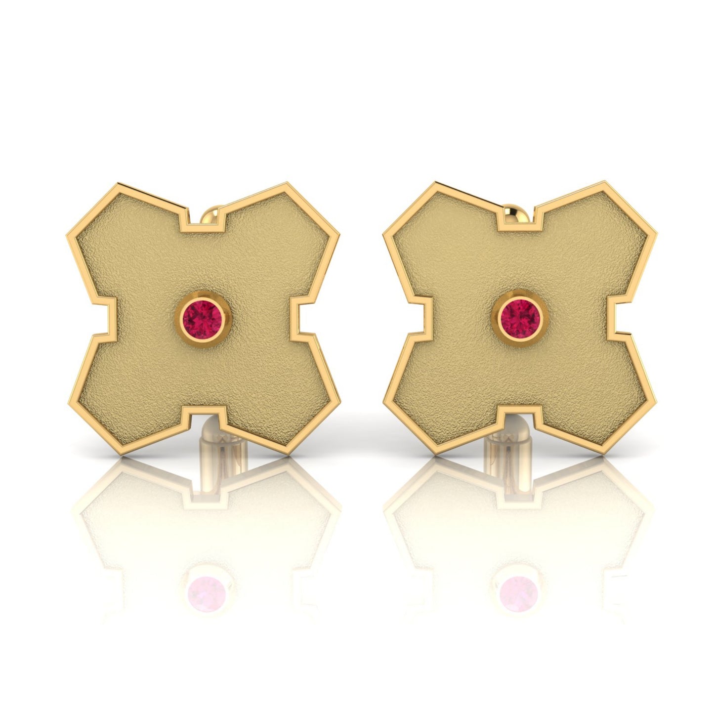 AURA CUFFLINK *GROUNDED Gold & Stone, Matte Finish