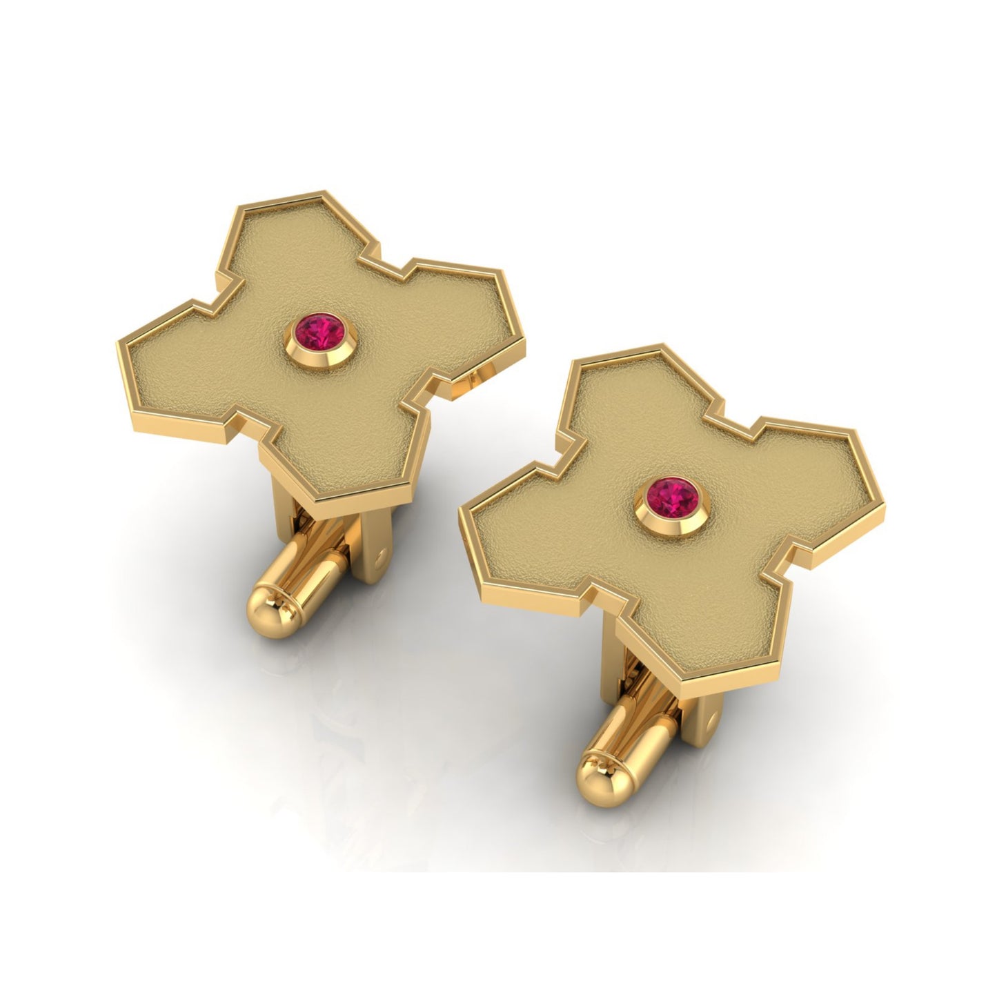 AURA CUFFLINK *GROUNDED Gold & Stone, Matte Finish