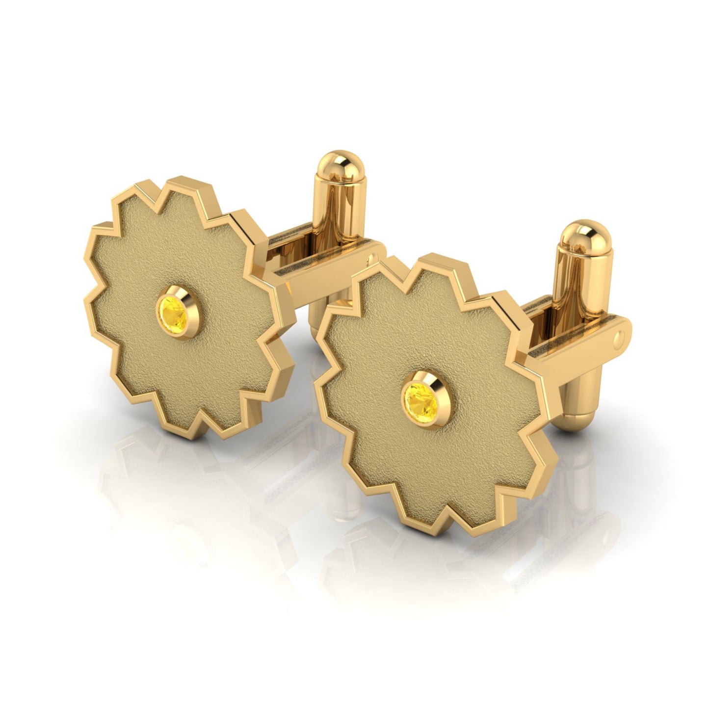 AURA CUFFLINK *SHINE Gold & Stone, Matte Finish