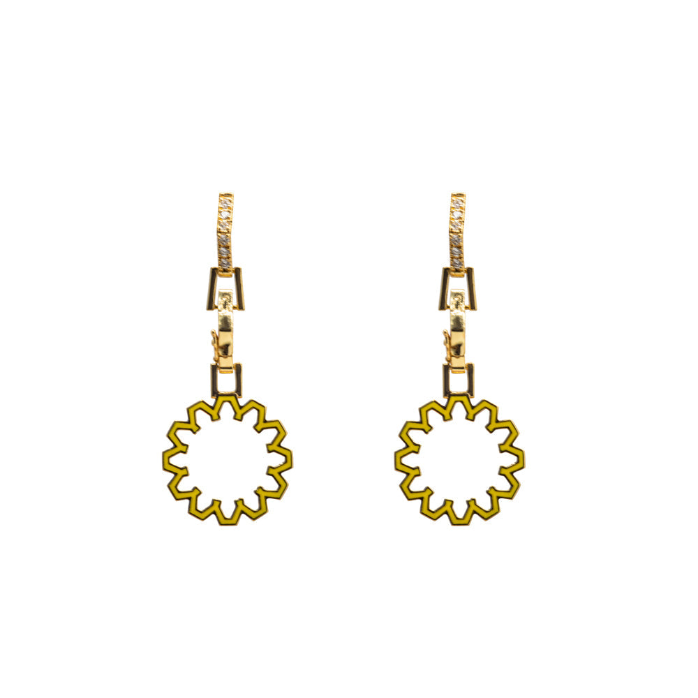 Shine Charm Pendant Earrings- Diamonds and Gold