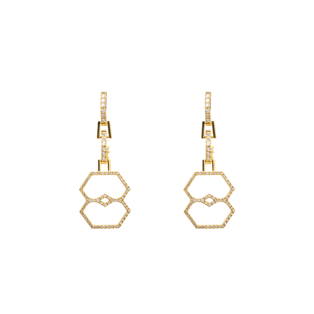 Vision Charm Pendant Earrings- Diamonds and Gold