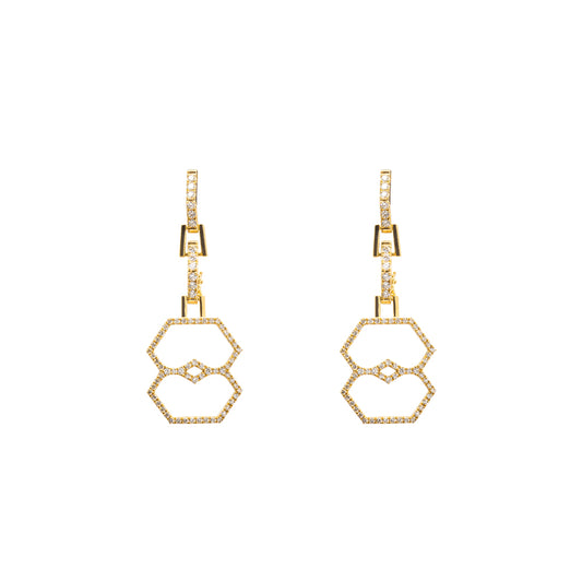 Vision Charm Pendant Earrings- Diamonds and Gold