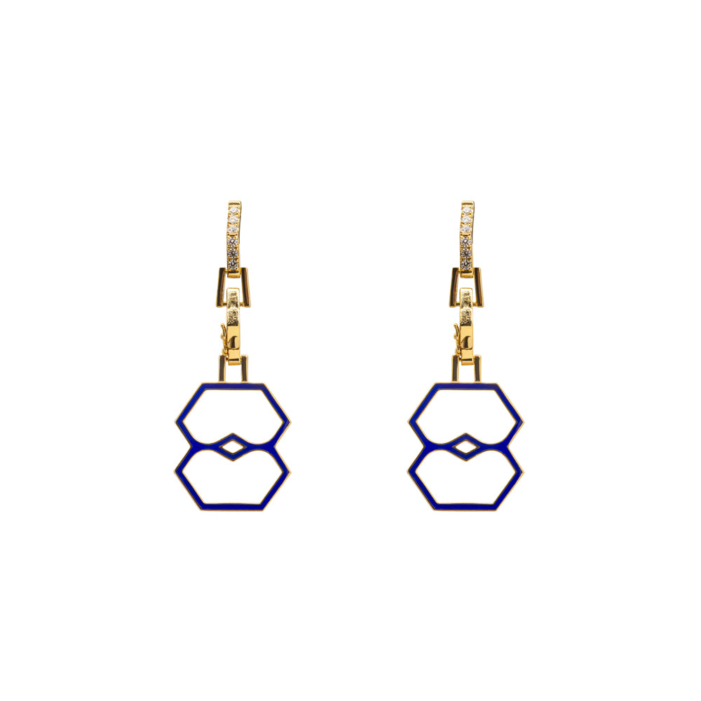 Vision Charm Pendant Earrings- Diamonds and Gold