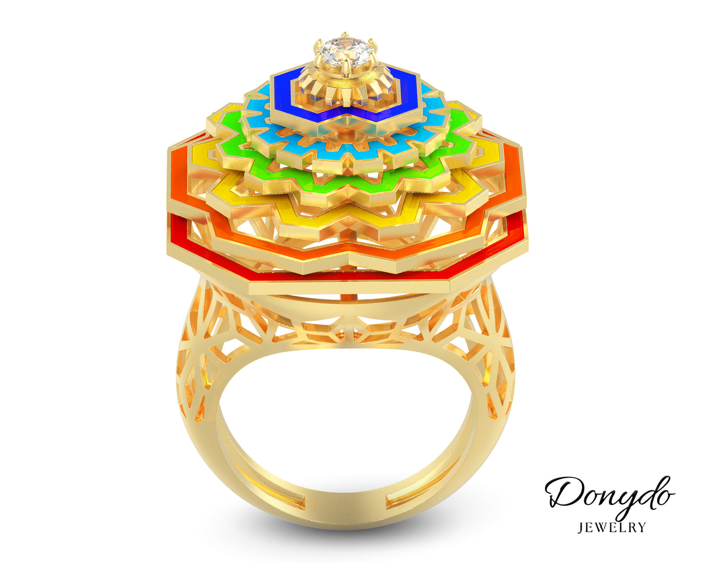 Aurora Gold Ring in Enamel