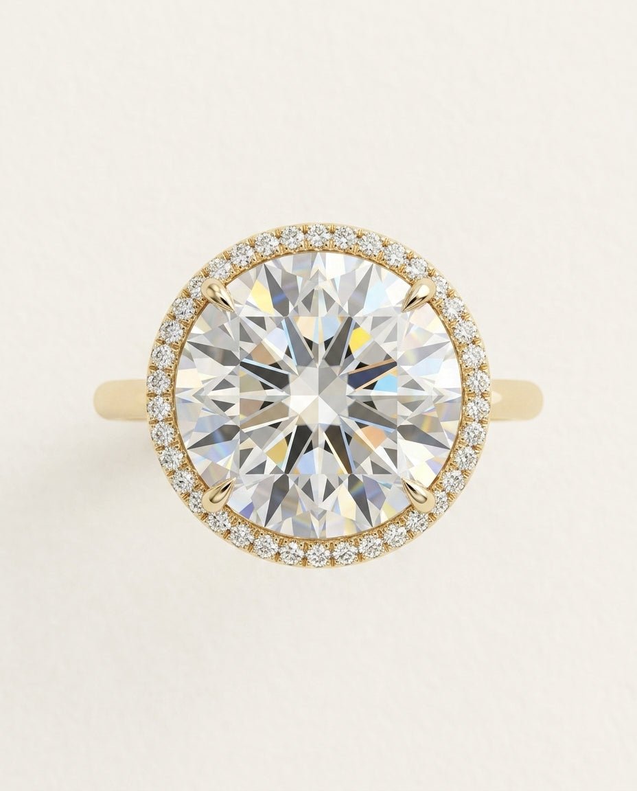 Core Swiss Blue Topaz Halo Ring – 18K Yellow Gold - DONYDO JEWELRY-ring