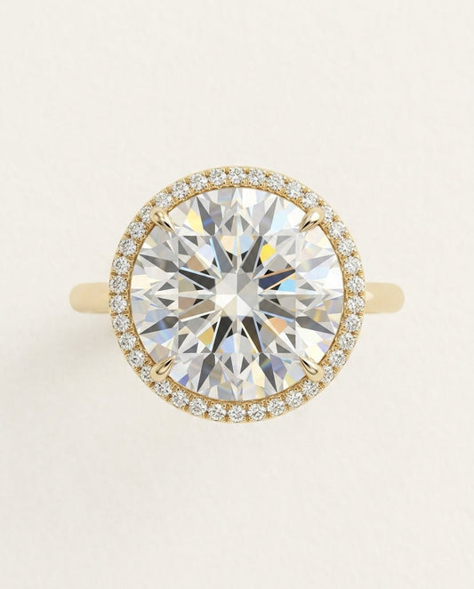 Core Swiss Blue Topaz Halo Ring – 18K Yellow Gold - DONYDO JEWELRY-ring