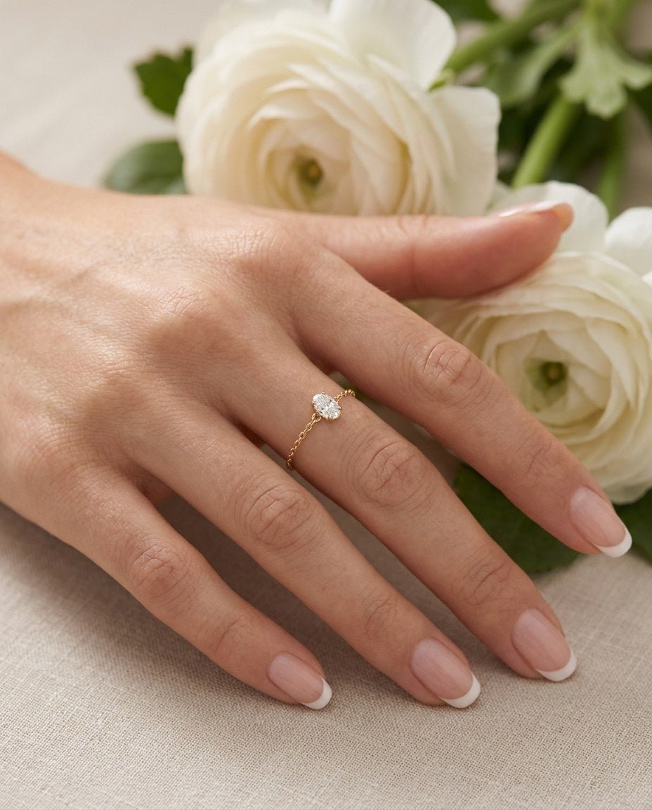 D by DONYDO Align Oval Diamond Ring – 18K Yellow Gold - DONYDO JEWELRY-ring