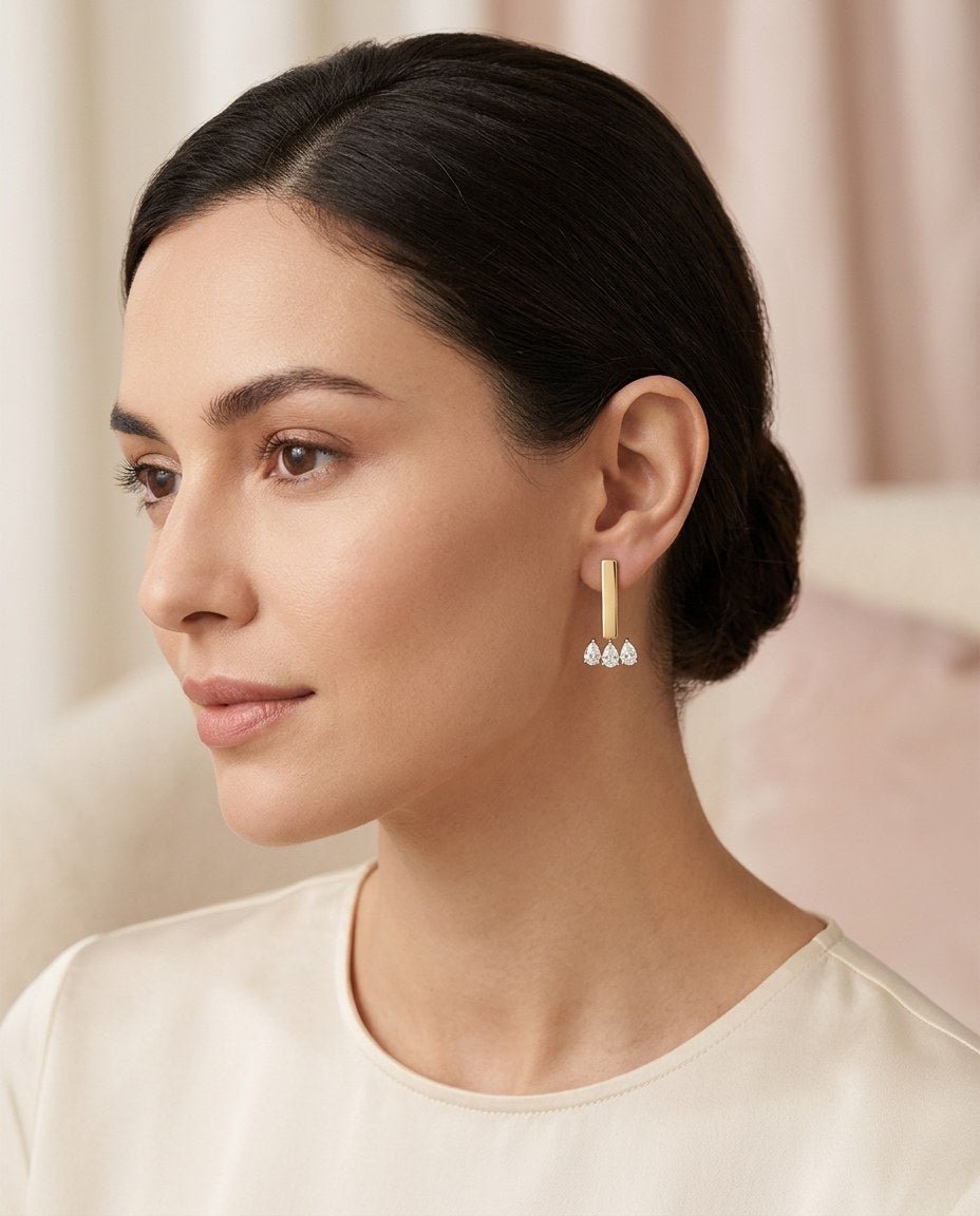 D by DONYDO Bar Diamond Earrings – 18K Rose & White Gold - DONYDO JEWELRY-earring