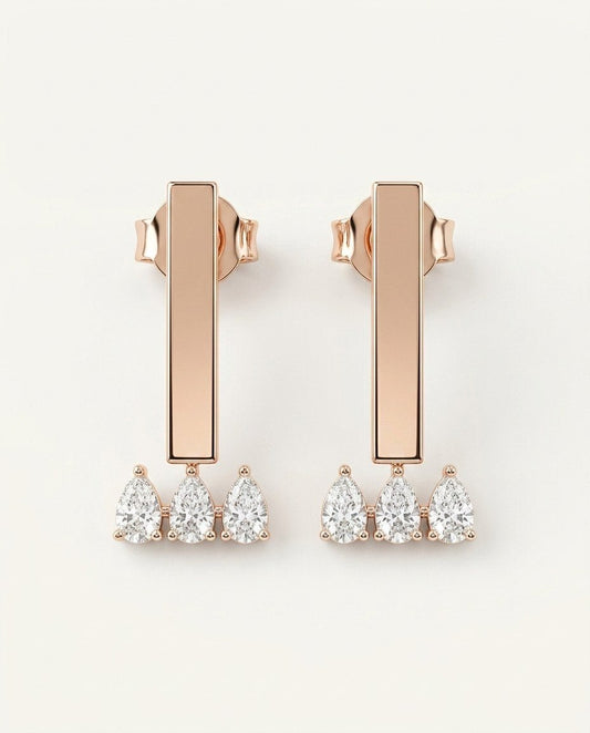 D by DONYDO Bar Diamond Earrings – 18K Rose & White Gold - DONYDO JEWELRY-earring