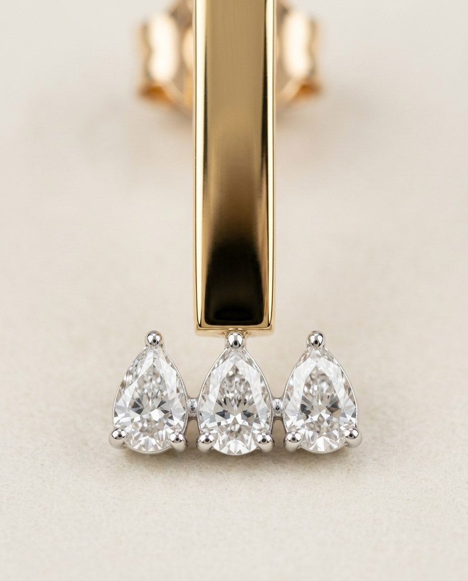 D by DONYDO Bar Diamond Earrings – 18K Rose & White Gold - DONYDO JEWELRY-earring