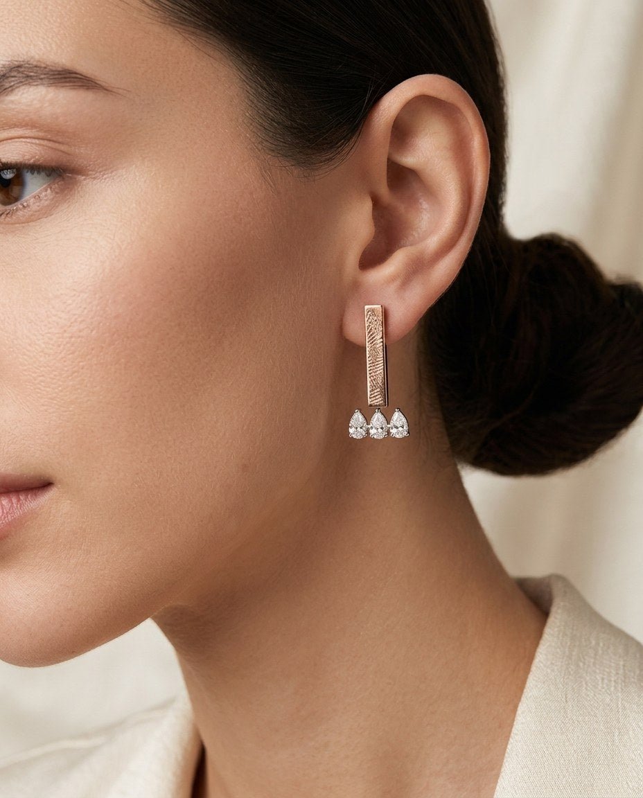D by DONYDO Bar Diamond Earrings – 18K Rose & White Gold - DONYDO JEWELRY-earring