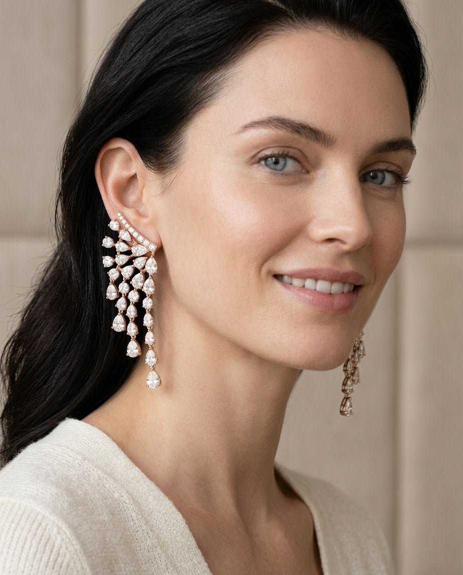 D by DONYDO Celestial Cascade Earrings – 18K Rose Gold - DONYDO JEWELRY-earring