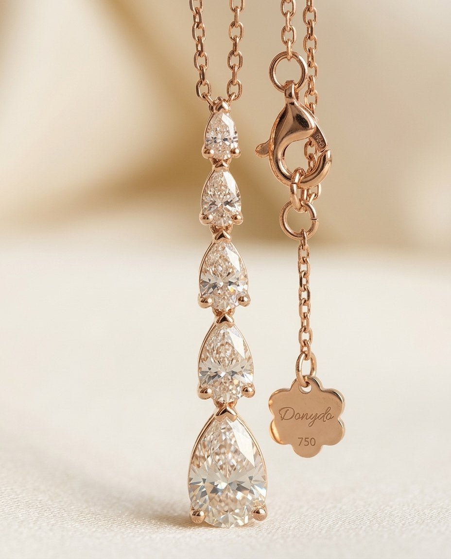 D by DONYDO Drop Diamond Necklace – 18K Rose Gold - DONYDO JEWELRY-necklace
