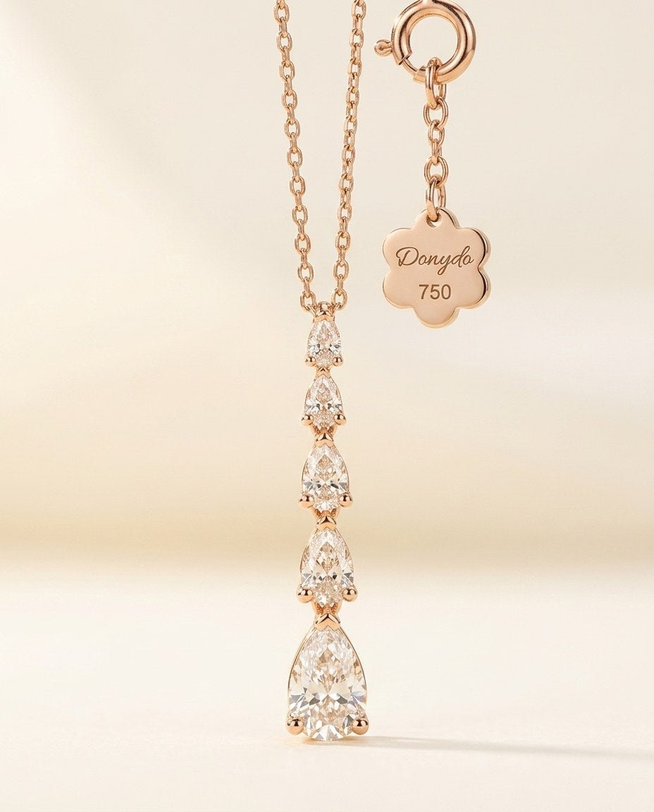D by DONYDO Drop Diamond Necklace – 18K Rose Gold - DONYDO JEWELRY-necklace