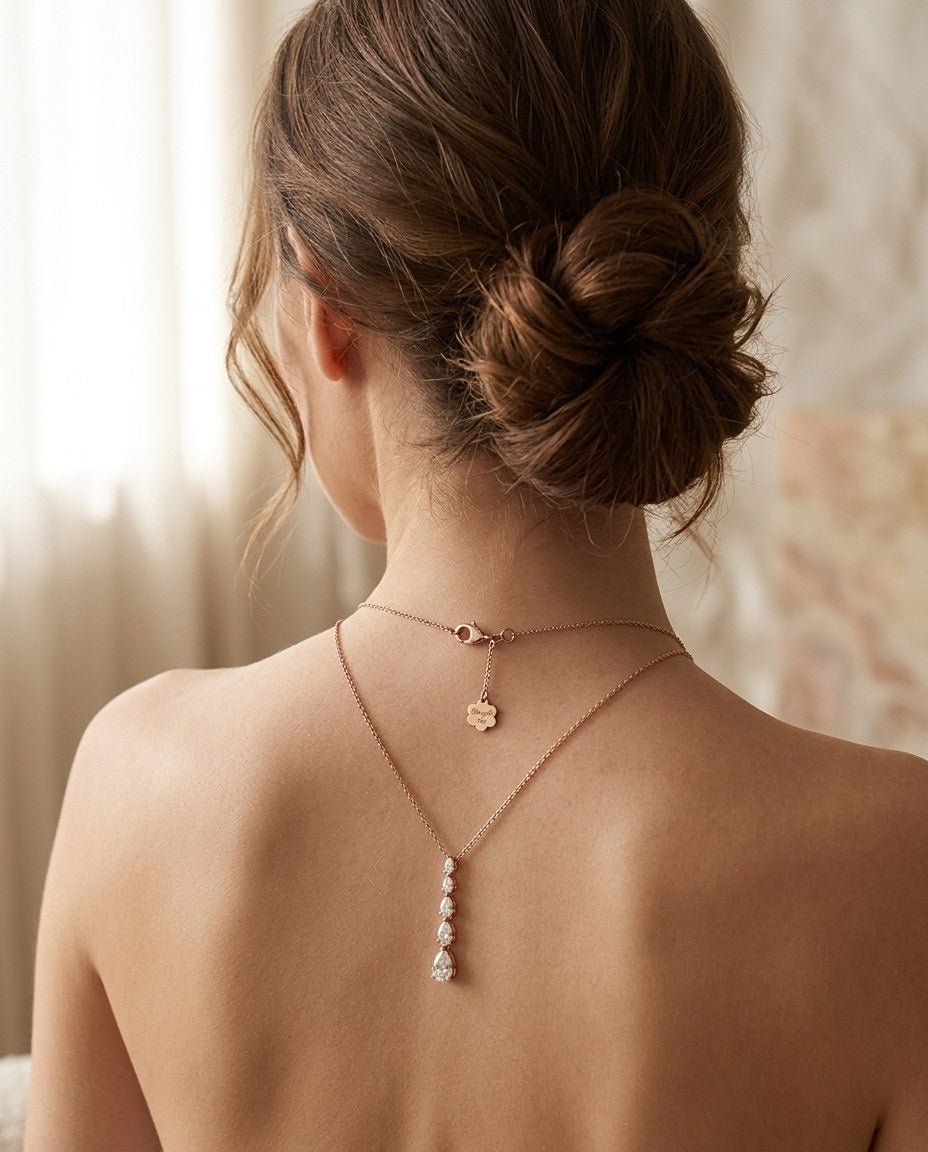 D by DONYDO Drop Diamond Necklace – 18K Rose Gold - DONYDO JEWELRY-necklace