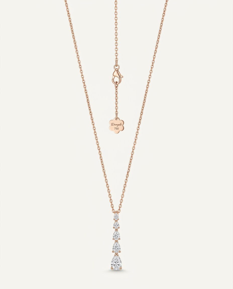 D by DONYDO Drop Diamond Necklace – 18K Rose Gold - DONYDO JEWELRY-necklace