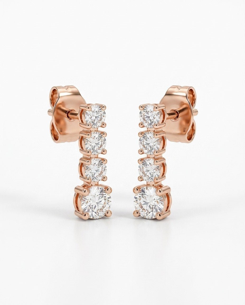 D by DONYDO Drop Diamond Studs – 18K Rose Gold - DONYDO JEWELRY-earring