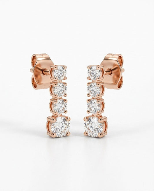D by DONYDO Drop Diamond Studs – 18K Rose Gold - DONYDO JEWELRY-earring