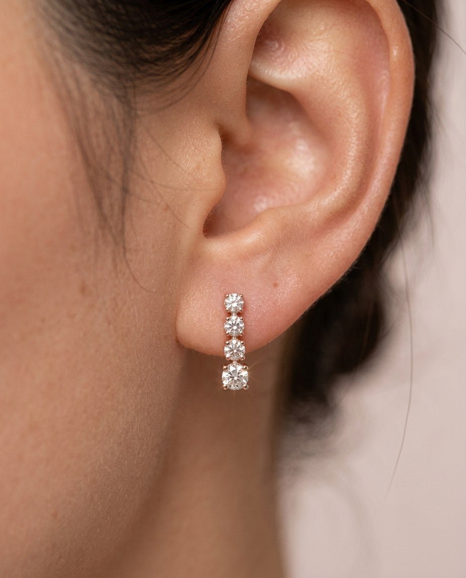 D by DONYDO Drop Diamond Studs – 18K Rose Gold - DONYDO JEWELRY-earring