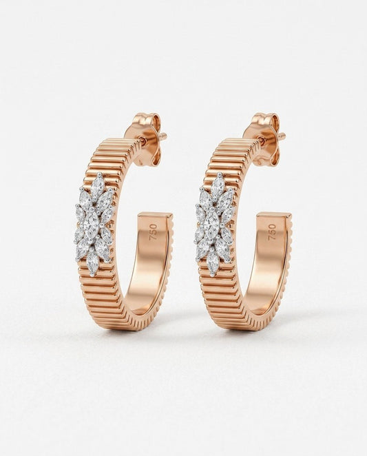 D by DONYDO Rounded Diamonds Earrings – 18K White & Rose Gold - DONYDO JEWELRY-earring