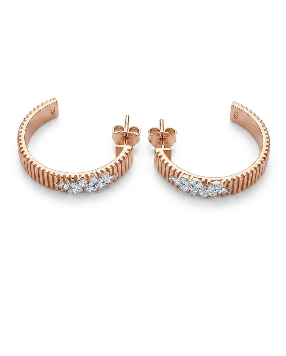 D by DONYDO Rounded Diamonds Earrings – 18K White & Rose Gold - DONYDO JEWELRY-earring