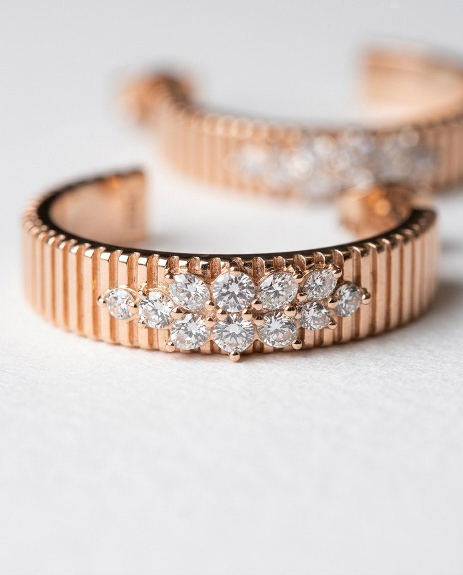 D by DONYDO Rounded Diamonds Earrings – 18K White & Rose Gold - DONYDO JEWELRY-earring