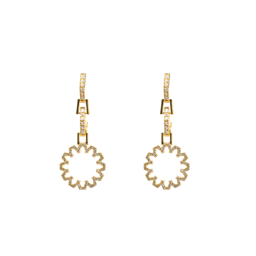 Shine Charm Pendant Earrings- Diamonds and Gold