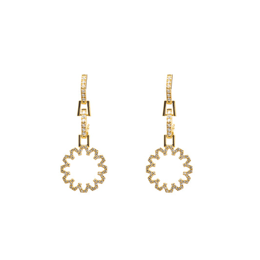 Shine Charm Pendant Earrings- Diamonds and Gold