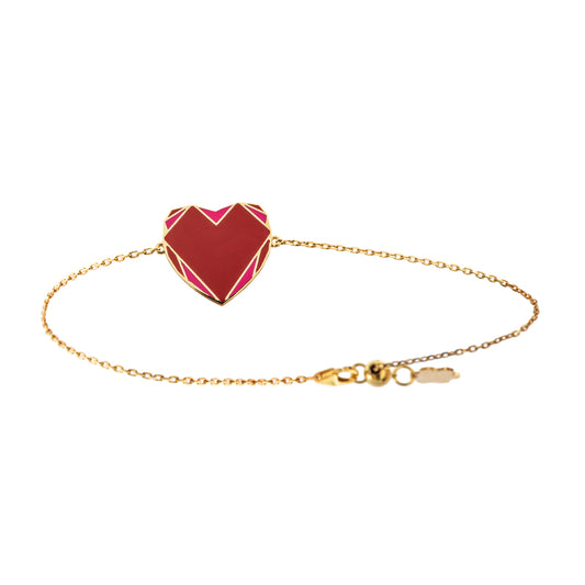 Red Pulse bracelet Gold and Enamel