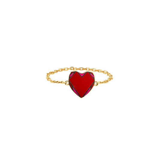 Red Pulse Ring Gold and Enamel