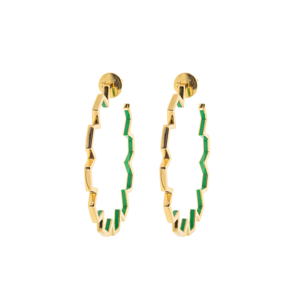 Halo Aura Point Hoop Earrings - Gold/Enamel