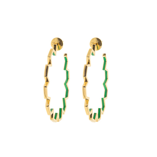 Halo Aura Point Hoop Earrings - Gold/Enamel