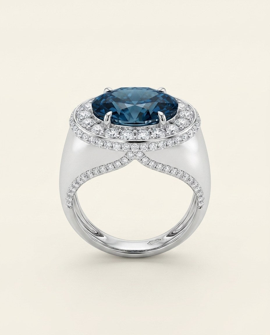 Imperium Blue Royal Diamond Ring – 18K White Gold - DONYDO JEWELRY-ring