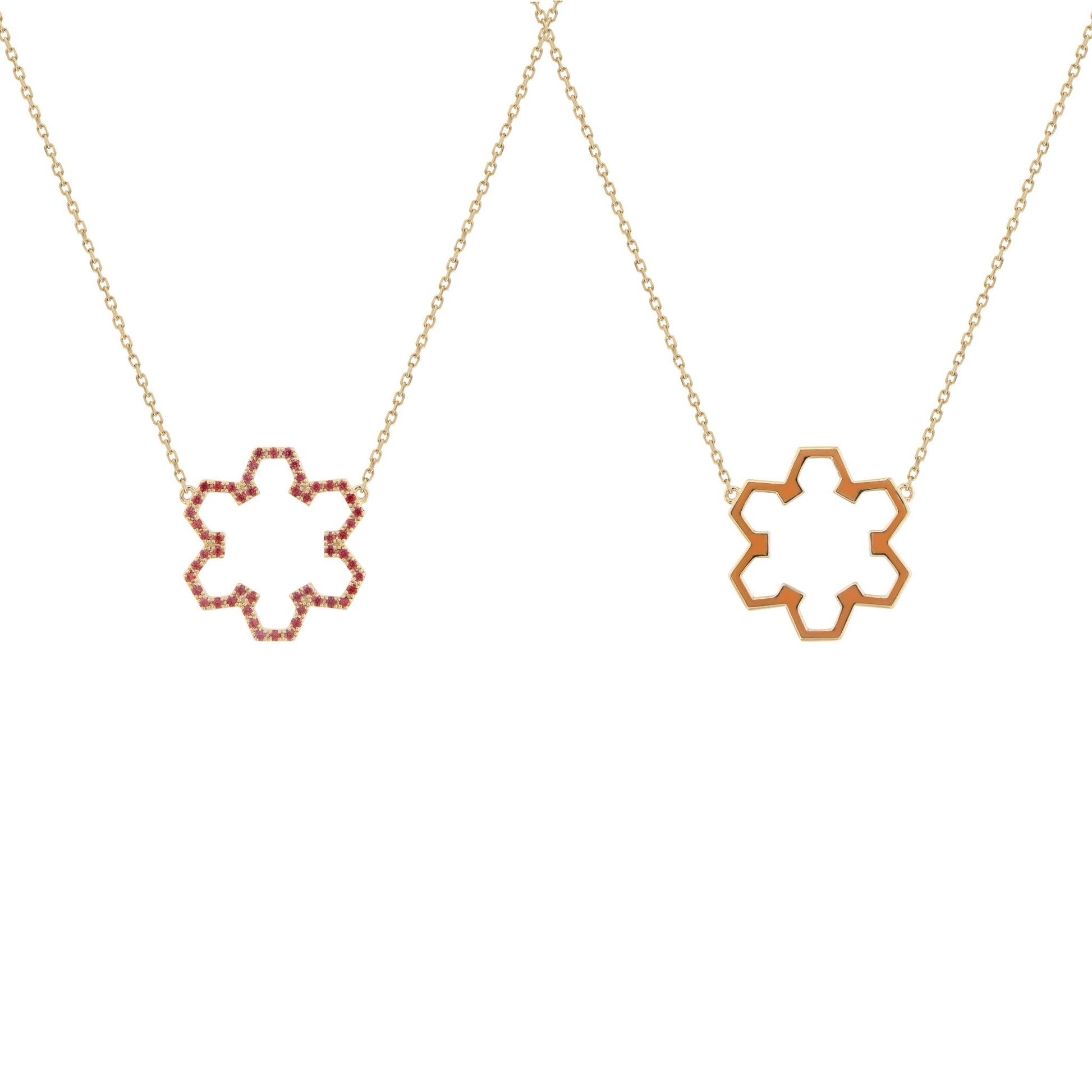 Marea Flow Necklace – Orange Sapphire & 18kt Gold - DONYDO JEWELRY - AURA COLLECTION;NECKLACE