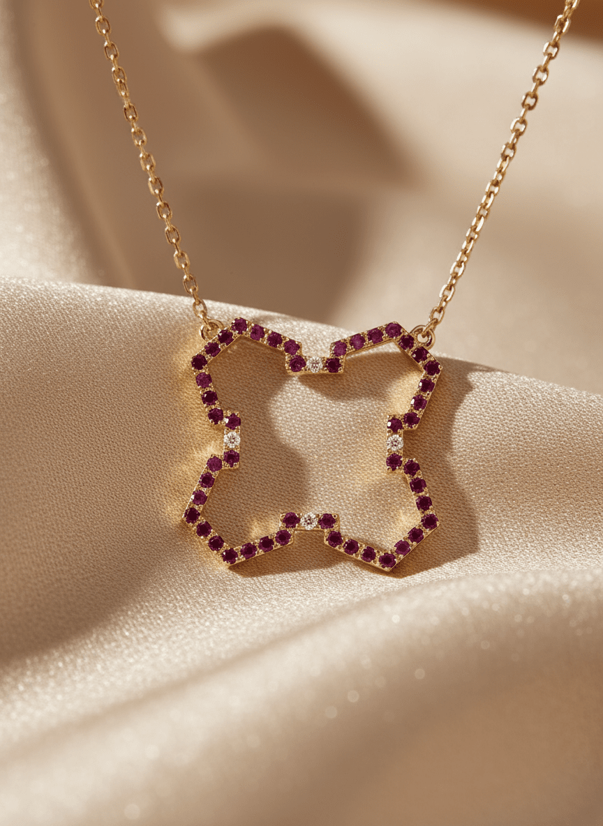 Marea Grounded Necklace – Ruby & 18kt Gold - DONYDO JEWELRY - DONYDO NECKLACE