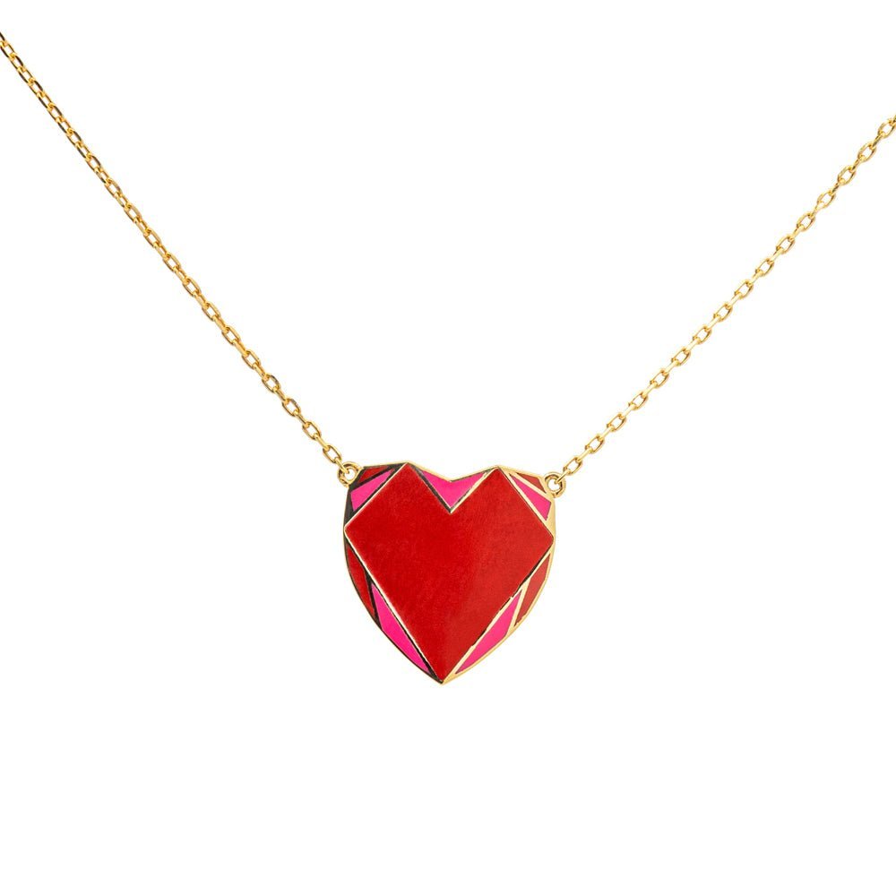 DONYDO Red Pulse Necklace in gold and enamel